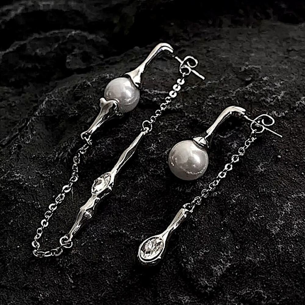 Pearl Long Drop Earring Women Asymmetric Fashion Design Jewelry Elegant Pearl